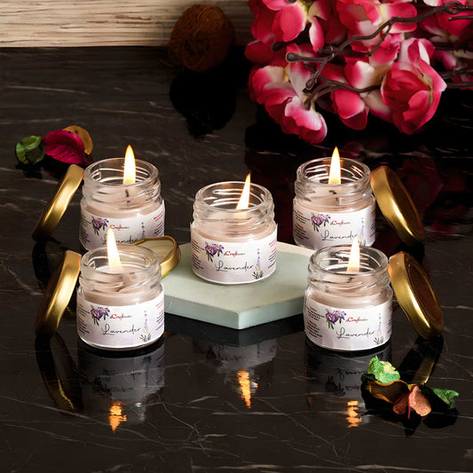 5 set of Lavender Scented Mini jar Candles